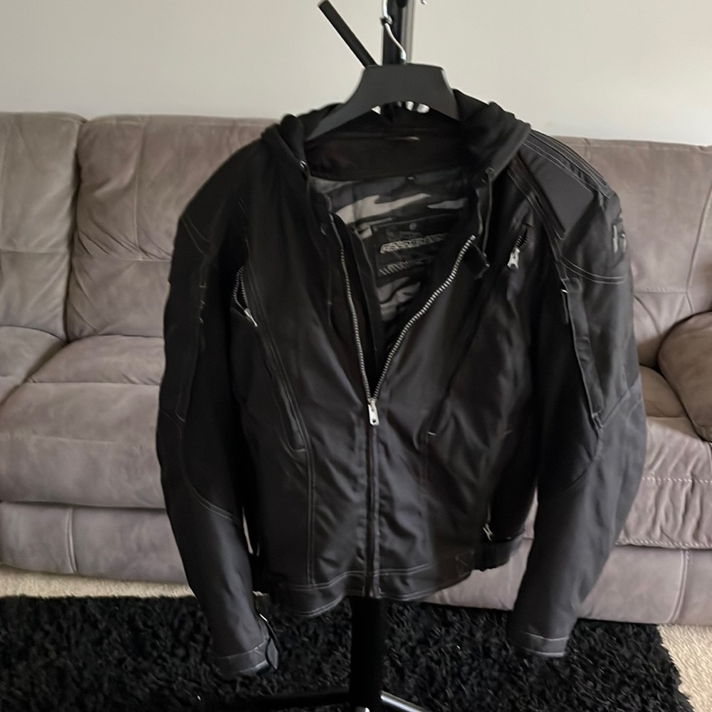 Fieldsheer armored/padded hooded motorcycle jacket, size 2XL
